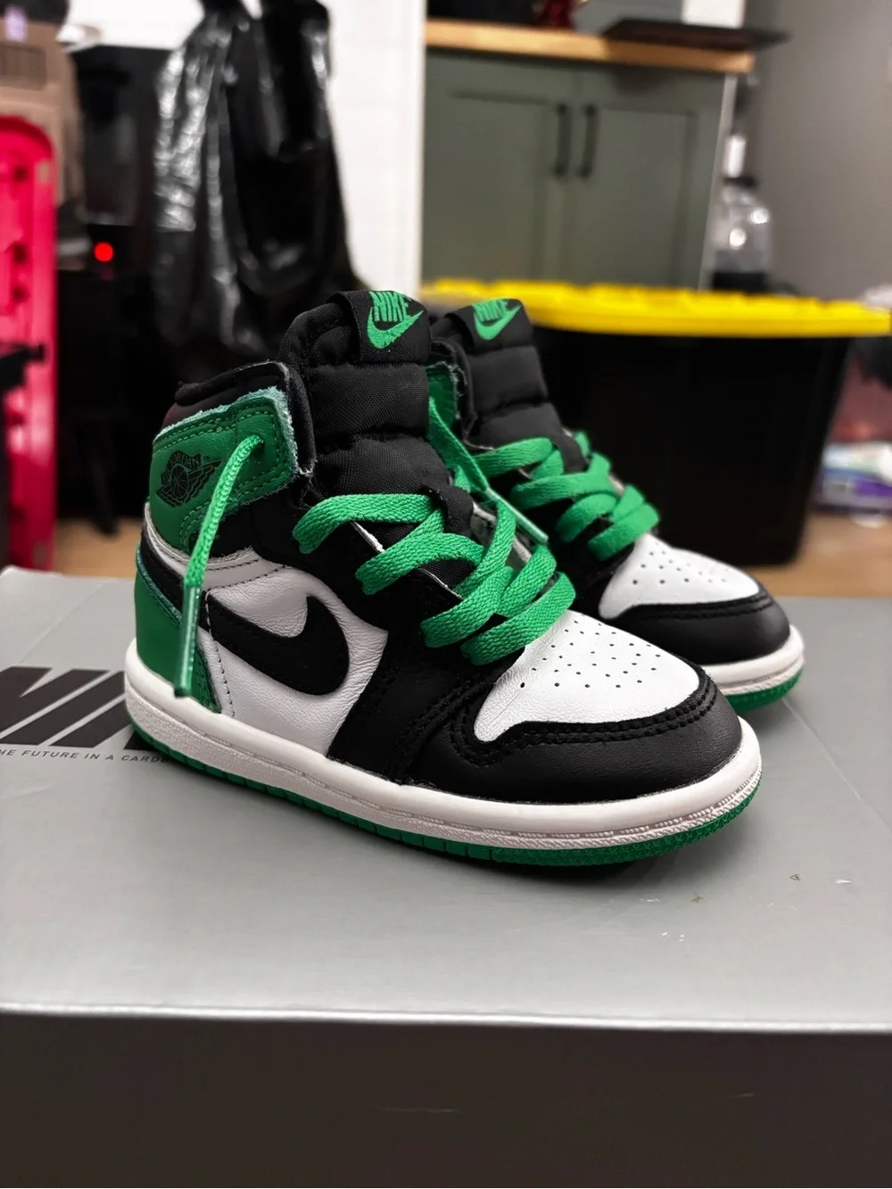 Nike Kids Sneakers Black White Green High-Top
